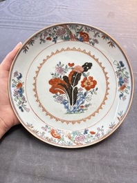 17 Chinese famille rose, Imari-style and European-decorated plates and saucers, Kangxi/Qianlong