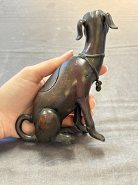 A rare Chinese bronze 'hound' censer, Ming