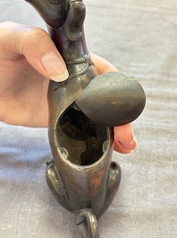 A rare Chinese bronze 'hound' censer, Ming