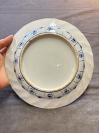 19 Chinese blue and white plates with antiquities, floral, and landscape design, Kangxi