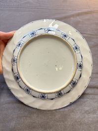 19 Chinese blue and white plates with antiquities, floral, and landscape design, Kangxi
