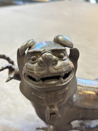 A rare Chinese bronze lion-form censer, Southern Song