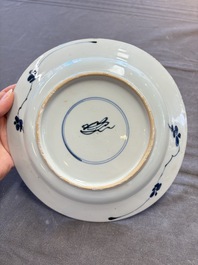 19 Chinese blue and white plates with antiquities, floral, and landscape design, Kangxi