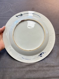 19 Chinese blue and white plates with antiquities, floral, and landscape design, Kangxi