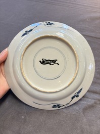 19 Chinese blue and white plates with antiquities, floral, and landscape design, Kangxi