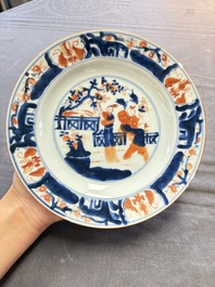 17 Chinese famille rose, Imari-style and European-decorated plates and saucers, Kangxi/Qianlong