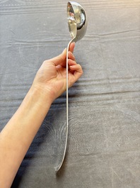 A silver ladle, marked Pieter de Thieu, Bruges, dated (17)77