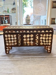 An Ottoman mother-of-pearl and tortoiseshell-inlaid casket, 19th C.