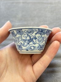 A collection of 31 Chinese blue and white tea wares, Wanli and Chenghua marks, Kangxi