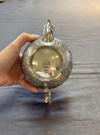 A Chinese silver three-piece tea service, marked Ye Li 業利, Canton, 19/20th C.
