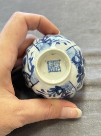 A collection of 31 Chinese blue and white tea wares, Wanli and Chenghua marks, Kangxi