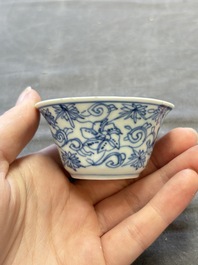 A collection of 31 Chinese blue and white tea wares, Wanli and Chenghua marks, Kangxi