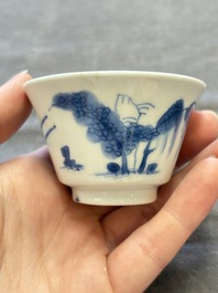 A collection of 31 Chinese blue and white tea wares, Wanli and Chenghua marks, Kangxi