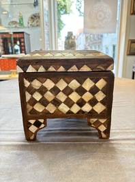 An Ottoman mother-of-pearl and tortoiseshell-inlaid casket, 19th C.