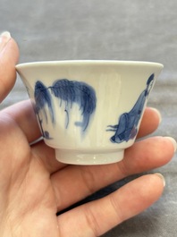 A collection of 31 Chinese blue and white tea wares, Wanli and Chenghua marks, Kangxi