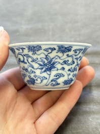 A collection of 31 Chinese blue and white tea wares, Wanli and Chenghua marks, Kangxi