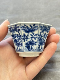 A collection of 31 Chinese blue and white tea wares, Wanli and Chenghua marks, Kangxi