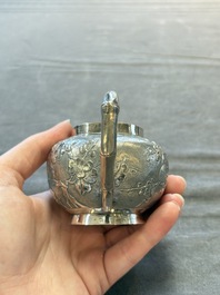 A Chinese silver three-piece tea service, marked Ye Li 業利, Canton, 19/20th C.