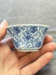 A collection of 31 Chinese blue and white tea wares, Wanli and Chenghua marks, Kangxi