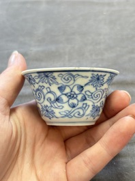 A collection of 31 Chinese blue and white tea wares, Wanli and Chenghua marks, Kangxi