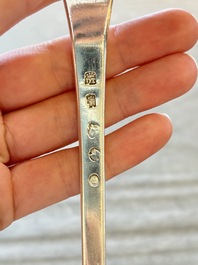 A silver ladle, marked Pieter de Thieu, Bruges, dated (17)77