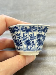 A collection of 31 Chinese blue and white tea wares, Wanli and Chenghua marks, Kangxi