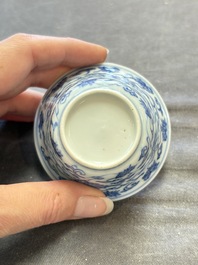 A collection of 31 Chinese blue and white tea wares, Wanli and Chenghua marks, Kangxi