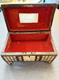 An Ottoman mother-of-pearl and tortoiseshell-inlaid casket, 19th C.