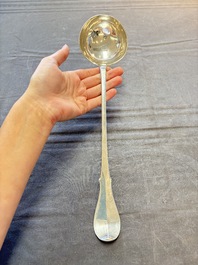 A silver ladle, marked Pieter de Thieu, Bruges, dated (17)77