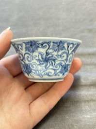 A collection of 31 Chinese blue and white tea wares, Wanli and Chenghua marks, Kangxi