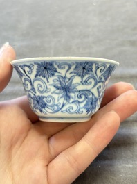 A collection of 31 Chinese blue and white tea wares, Wanli and Chenghua marks, Kangxi