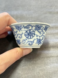A collection of 31 Chinese blue and white tea wares, Wanli and Chenghua marks, Kangxi