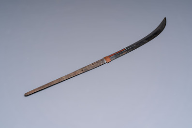 A Japanese 'raden' naginata and a wakizashi 脇差 sword with a red-lacquered saya, Edo, 17/19th C.