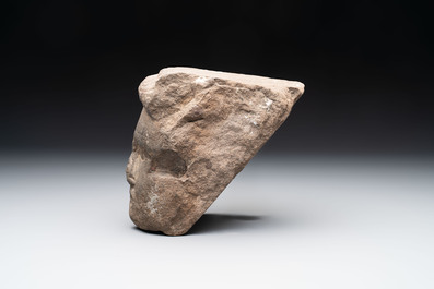 A Flemish sandstone fragment of a male head, 17th C.