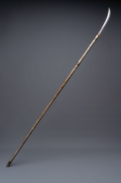 A Japanese 'raden' naginata and a wakizashi 脇差 sword with a red-lacquered saya, Edo, 17/19th C.