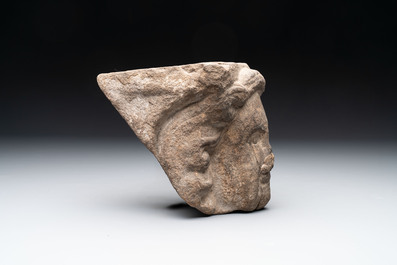 A Flemish sandstone fragment of a male head, 17th C.