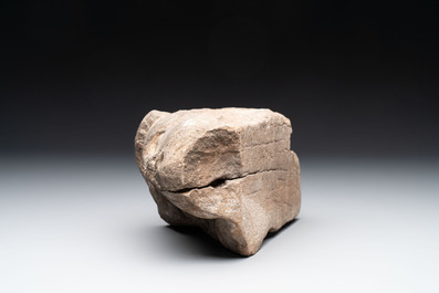 A Flemish sandstone fragment of a male head, 17th C.