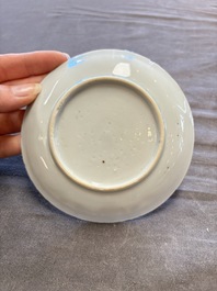 A large collection of 33 Chinese blue, white and Imari-style cups and 43 saucers, 17/19th C.