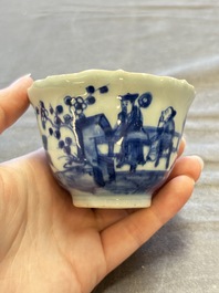 A large collection of 33 Chinese blue, white and Imari-style cups and 43 saucers, 17/19th C.