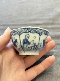 A large collection of 25 sets of Chinese blue, white and Imari-style cups and saucers, Kangxi/Qianlong
