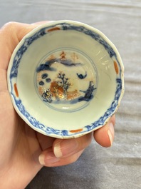 A large collection of 25 sets of Chinese blue, white and Imari-style cups and saucers, Kangxi/Qianlong