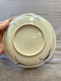 A large collection of 25 sets of Chinese blue, white and Imari-style cups and saucers, Kangxi/Qianlong