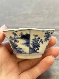 A large collection of 25 sets of Chinese blue, white and Imari-style cups and saucers, Kangxi/Qianlong