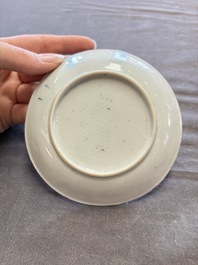 A large collection of 33 Chinese blue, white and Imari-style cups and 43 saucers, 17/19th C.