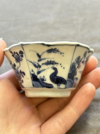 A large collection of 25 sets of Chinese blue, white and Imari-style cups and saucers, Kangxi/Qianlong