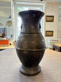 A large Chinese archaistic bronze 'hu' vase, Ming