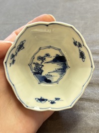 A large collection of 25 sets of Chinese blue, white and Imari-style cups and saucers, Kangxi/Qianlong