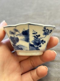 A large collection of 25 sets of Chinese blue, white and Imari-style cups and saucers, Kangxi/Qianlong