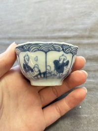 A large collection of 25 sets of Chinese blue, white and Imari-style cups and saucers, Kangxi/Qianlong