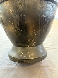 A large Chinese archaistic bronze 'hu' vase, Ming